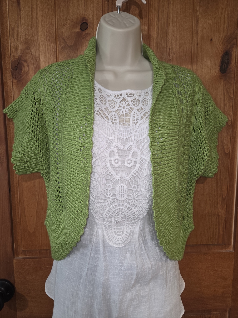 Sweaterworks Green Open-Front Knit Shrug